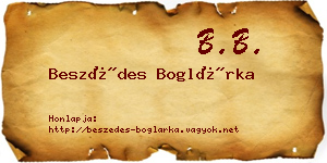 Beszédes Boglárka névjegykártya